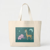 Kute Canvas tas met olifant en Giraffe (Voorkant)