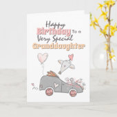 Kute car whimish bird ballon kleindochter wens kaart (Gele Bloem)