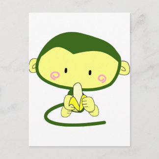 Kute Cartoon aap die een bananen eet Briefkaart