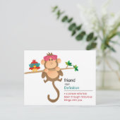 Kute Cartoon aap en vogel met Mode schaduwen Briefkaart (Staand voorkant)