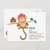 Kute Cartoon aap en vogel met Mode schaduwen Briefkaart (Voorkant / Achterkant)