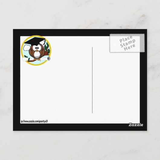 Kute Cartoon Afstuderen Owl with Pet & diploma Briefkaart (Achterkant)