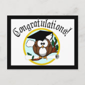 Kute Cartoon Afstuderen Owl with Pet & diploma Briefkaart (Voorkant)