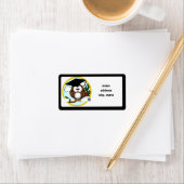 Kute Cartoon Afstuderen Owl with Pet & diploma Etiket (Insitu)