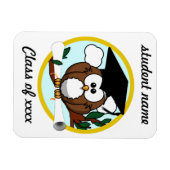 Kute Cartoon Afstuderen Owl with Pet & diploma Magneet (Horizontaal)