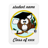 Kute Cartoon Afstuderen Owl with Pet & diploma Magneet (Verticaal)