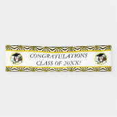 Kute Cartoon Afstuderen Owl with Pet & diploma Spandoek (Horizontaal)