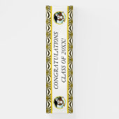 Kute Cartoon Afstuderen Owl with Pet & diploma Spandoek (Verticaal)