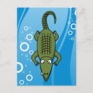 Kute Cartoon Alligator met waterachtergrond Briefkaart