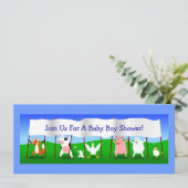 Kute Cartoon Animals Banner Baby Boy Shower Kaart (Staand voorkant)