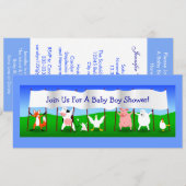 Kute Cartoon Animals Banner Baby Boy Shower Kaart (Voorkant / Achterkant)