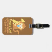 Kute Cartoon Baby aap met Banana Bagagelabel (Voorkant horizontaal)