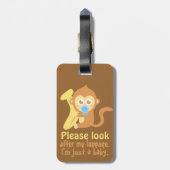 Kute Cartoon Baby aap met Banana Bagagelabel (Achterkant verticaal)