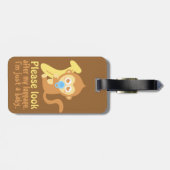 Kute Cartoon Baby aap met Banana Bagagelabel (Achterkant horizontaal)