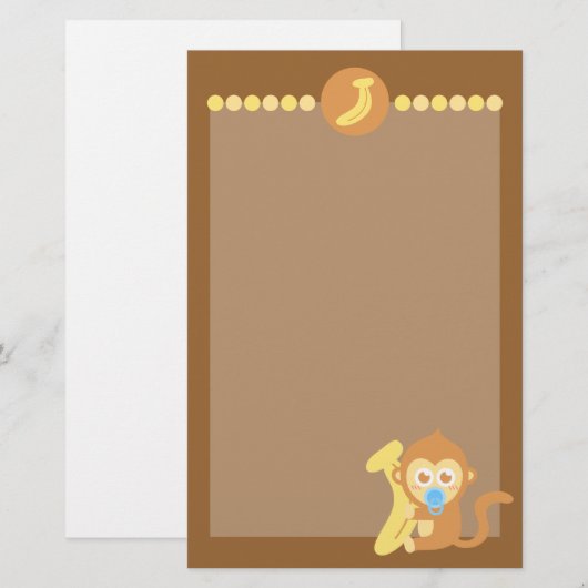 Kute Cartoon Baby aap met Banana Briefpapier (Voorkant / Achterkant)