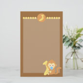 Kute Cartoon Baby aap met Banana Briefpapier (Staand voorkant)