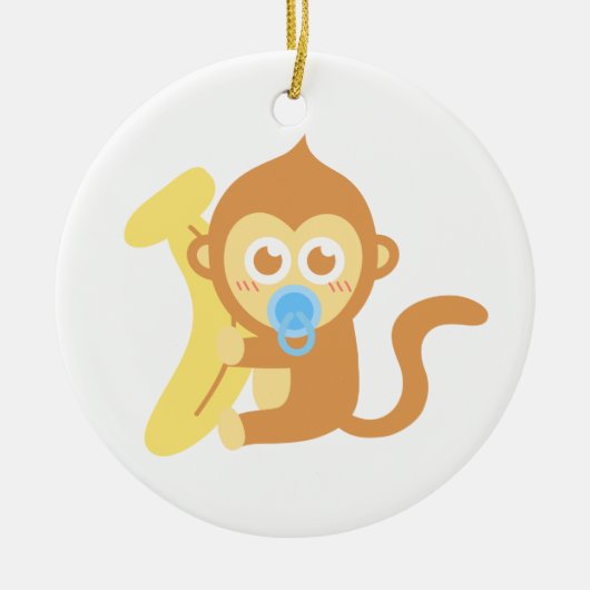 Kute Cartoon Baby aap met Banana Keramisch Ornament (Voorkant)
