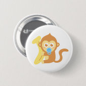Kute Cartoon Baby aap met Banana Ronde Button 5,7 Cm (Voorkant /achterkant)