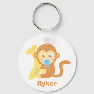 Kute Cartoon Baby aap met Banana Sleutelhanger