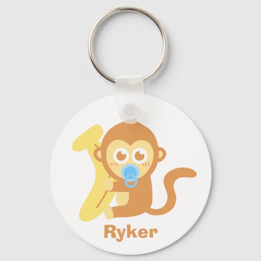 Kute Cartoon Baby aap met Banana Sleutelhanger (Voorkant)