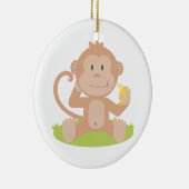 Kute Cartoon Baby aap Zitten en eten Banaan Keramisch Ornament (Rechts)