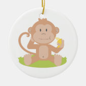 Kute Cartoon Baby aap Zitten en eten Banaan Keramisch Ornament (Voorkant)