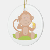 Kute Cartoon Baby aap Zitten en eten Banaan Keramisch Ornament (Links)