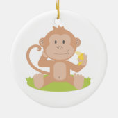 Kute Cartoon Baby aap Zitten en eten Banaan Keramisch Ornament (Achterkant)