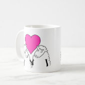 Kute Cartoon Baby lammeren Roze hart Koffiemok (Voorkant links)
