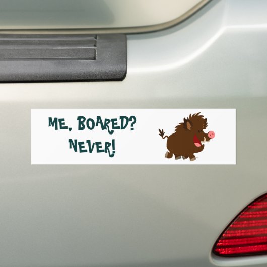 Kute Cartoon Beaming Wild Boar Bumpersticker (Op auto)
