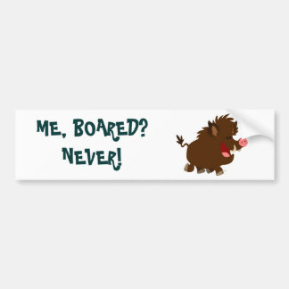 Kute Cartoon Beaming Wild Boar Bumpersticker