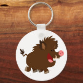 Kute Cartoon Beaming Wild Boar Sleutelhanger (Voorkant)