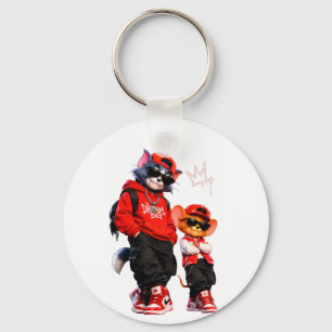 Kute Cartoon Beer Duo Worp Kussen - Rood & Wit G Sleutelhanger
