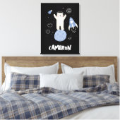 Kute Cartoon Beer in ruimte Canvas Afdruk (Insitu (Slaapkamer))