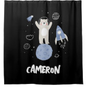 Kute Cartoon Beer in ruimte Douchegordijn (Voorkant)