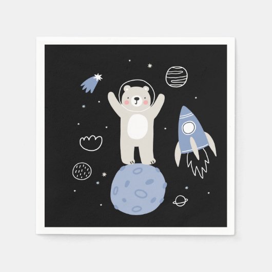 Kute Cartoon Beer in ruimte Servet (Voorkant)