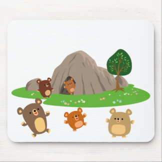 Kute Cartoon Beren in een Cave Mousepad Muismat