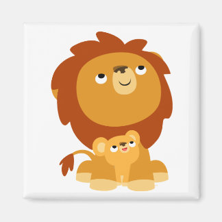 Kute Cartoon Beschermende pap Lion en Cub Magnet