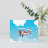 Kute cartoon-bivliegtuigen briefkaart (Staand voorkant)