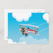 Kute cartoon-bivliegtuigen briefkaart (Voorkant / Achterkant)