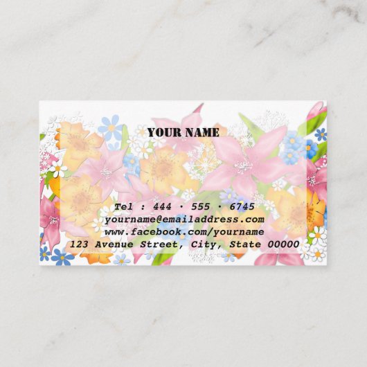 Kute cartoon  bloemenbloemen visitekaartje (Achterkant)