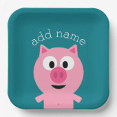 Kute Cartoon Boerderij Pig. - Kies uw achtergrondk Papieren Bordje (Voorkant)