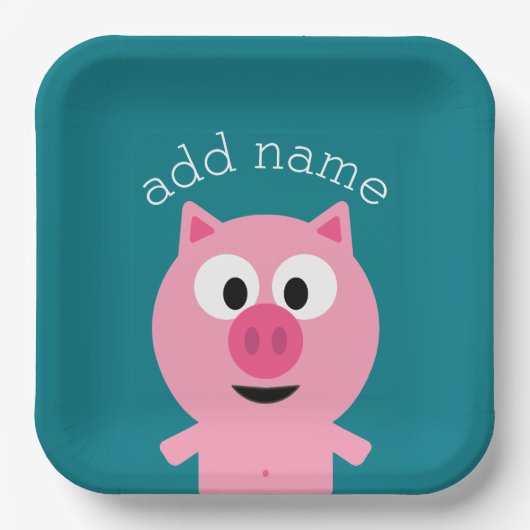 Kute Cartoon Boerderij Pig. - Kies uw achtergrondk Papieren Bordje (Voorkant)