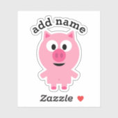 Kute Cartoon Boerderij Pig. met Aangepaste naam Sticker (Vel)