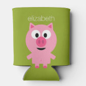 Kute Cartoon Boerderij Pig. - Roze en kalkgroen Blikjeskoeler (Achterkant)
