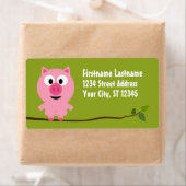 Kute Cartoon Boerderij Pig. - Roze en kalkgroen Etiket (Insitu)