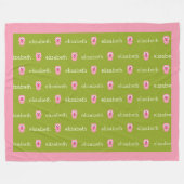 Kute Cartoon Boerderij Pig. - Roze en kalkgroen Fleece Deken (Voorkant (Horizontaal))