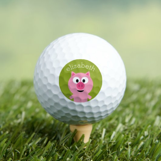 Kute Cartoon Boerderij Pig. - Roze en kalkgroen Golfballen (Insitu Shirt)