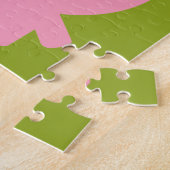 Kute Cartoon Boerderij Pig. - Roze en kalkgroen Legpuzzel (Zijkant)