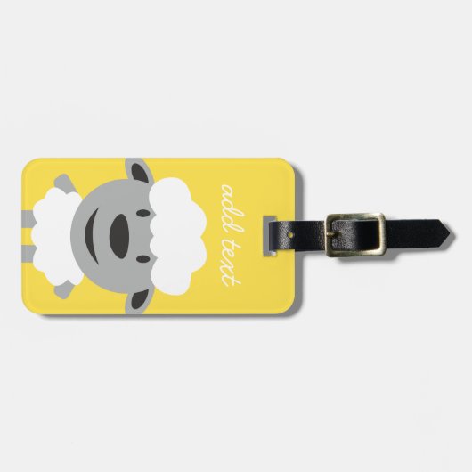 Kute Cartoon Boerderij Schapel - geel en grijs Bagagelabel (Voorkant horizontaal)